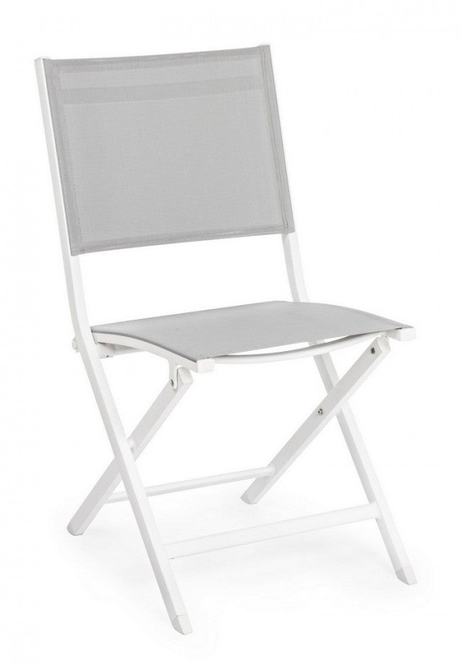 Chaise d'extérieur en aluminium gris blanc Elin 47X57X H88 Cm