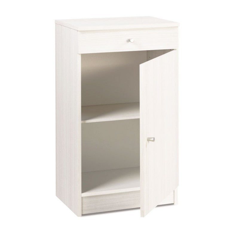 Armoire basse polyvalente avec une porte et un tiroir Blanc 46x34x h80 cm