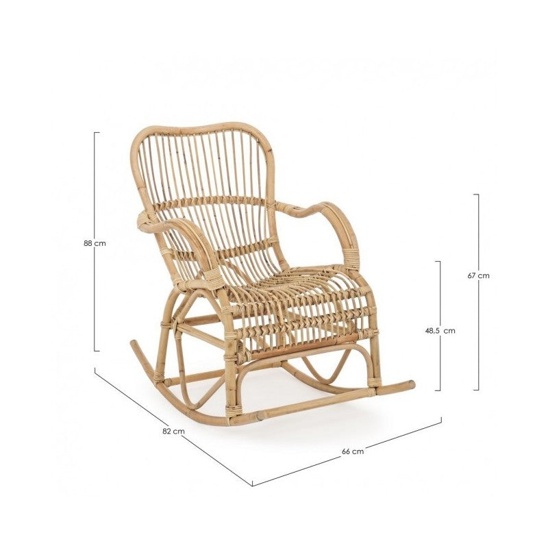 Fauteuil à bascule en rotin naturel CASIMIRA 66x82x h88 cm