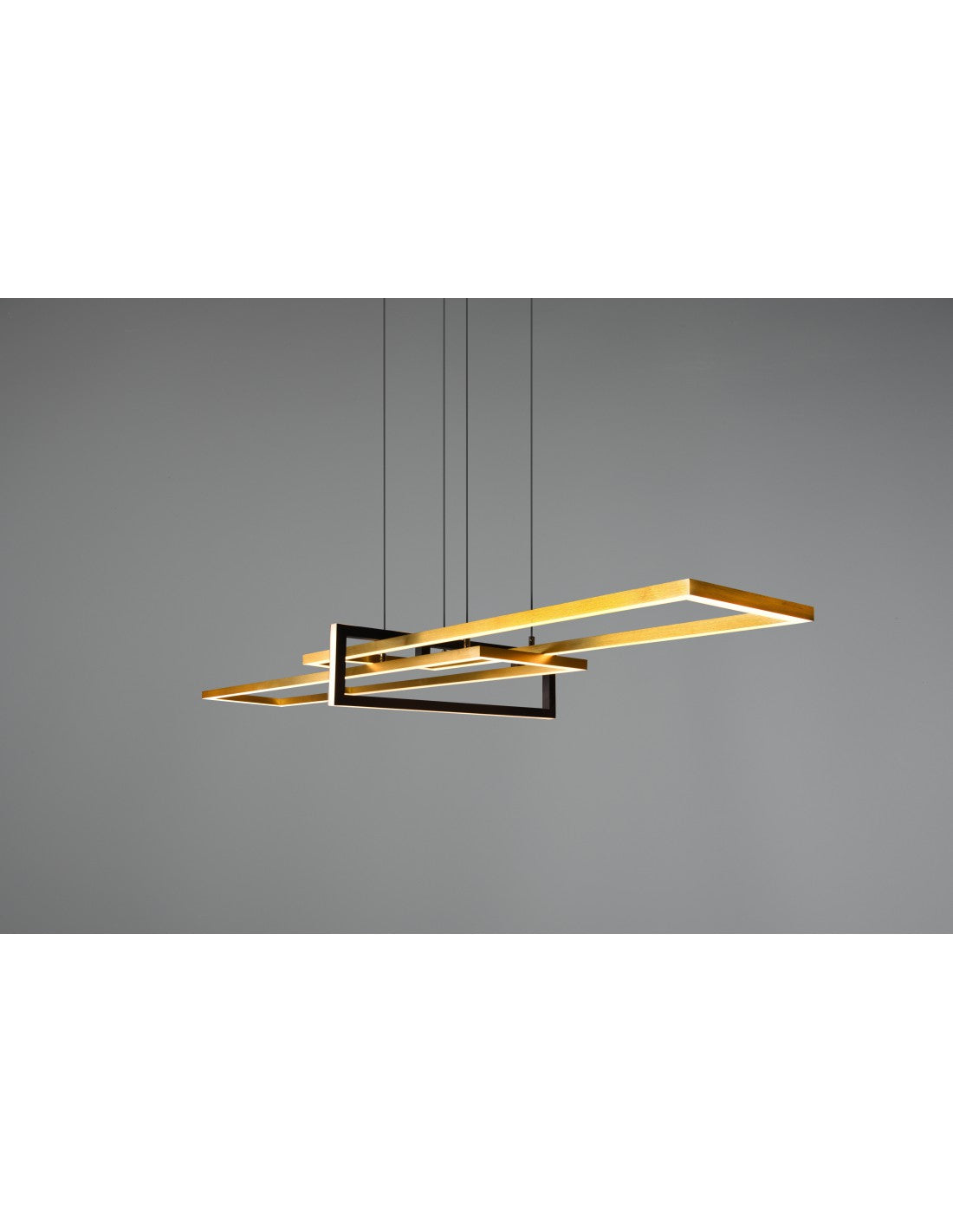 Salinas Suspension 3 Rectangles LED 34w Doré-Noir L110 cm Dimmable Trio Éclairage