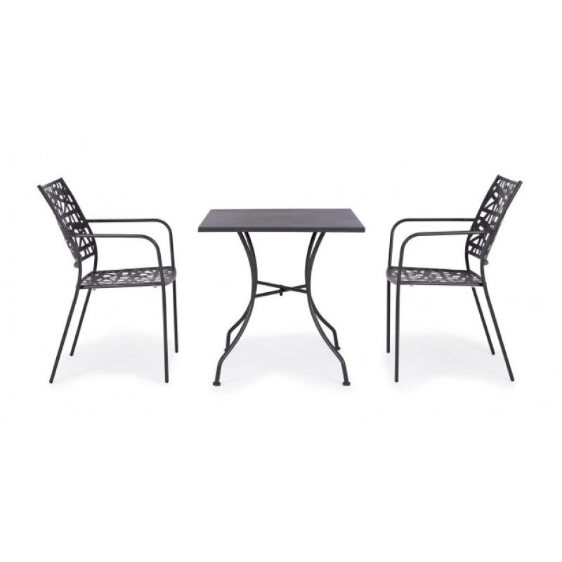 Table Kelsie en acier anthracite 70x70 cm