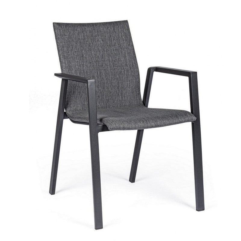 Chaise de jardin anthracite avec accoudoirs Bizzotto