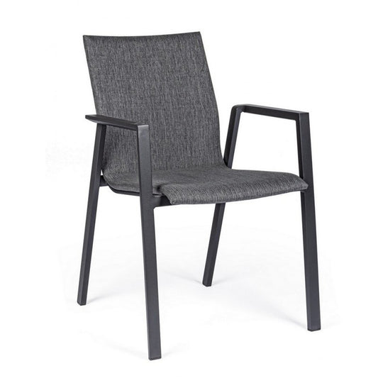 Chaise de jardin anthracite avec accoudoirs Bizzotto