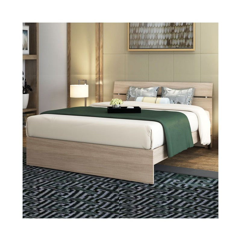 Lit double en bois pour chambre couleur orme 200x171xH 98 cm