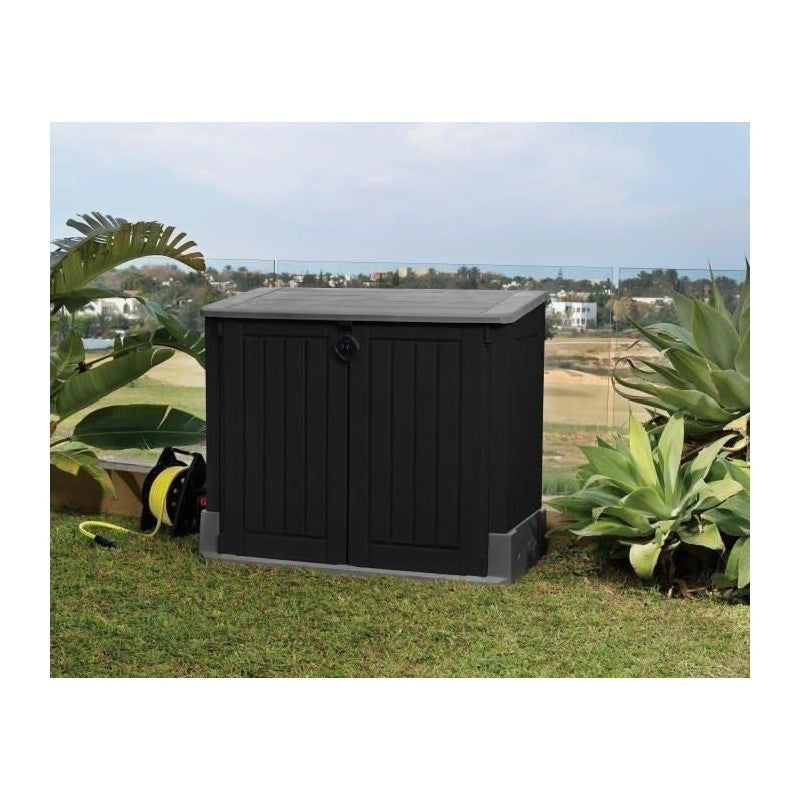 Porte-outils en résine cadenassable à ranger noir et gris 132x71,5xh.113,5 cm