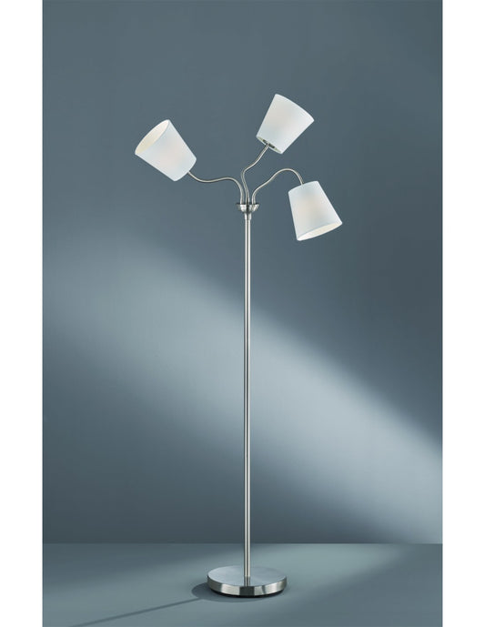 Lampadaire Windu 3xE27 Abat-jour Nickel Et Blanc H140 cm Trio Lighting