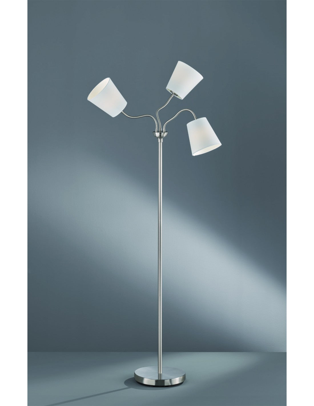 Lampadaire Windu 3xE27 Abat-jour Nickel Et Blanc H140 cm Trio Lighting