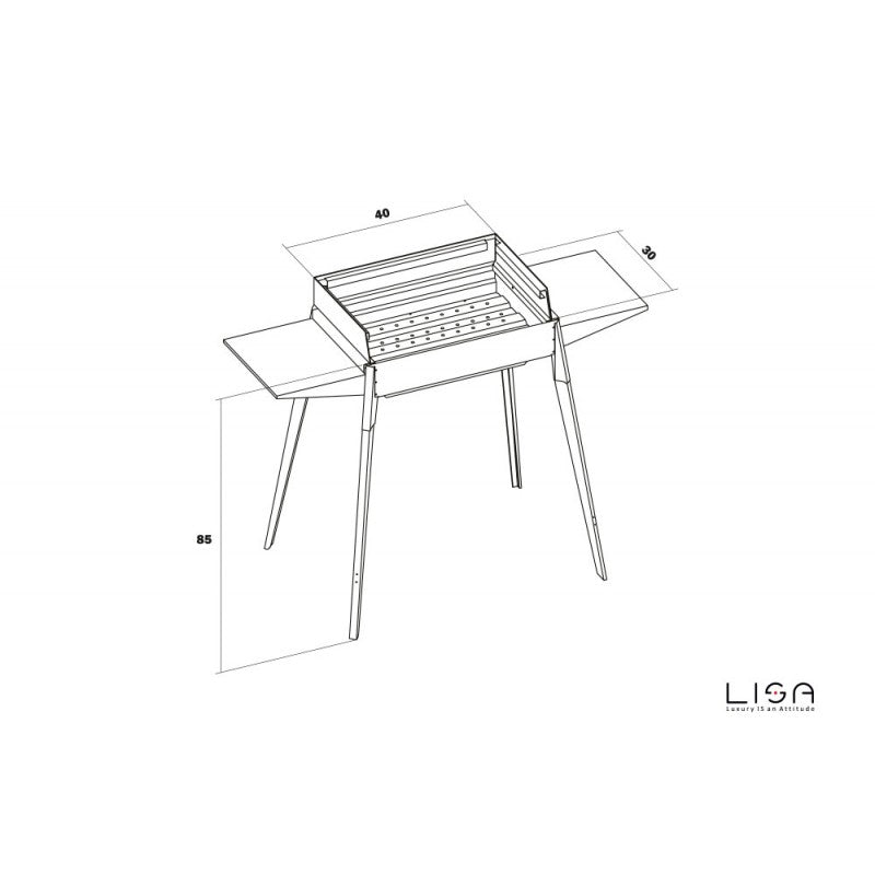 Barbecue Etna mini terrasse de jardin en acier 102 x 55 x 85 h cm