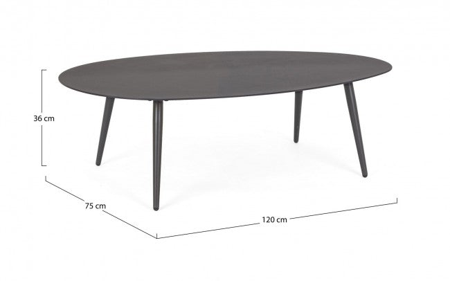 RIDLEY Table basse d'extérieur aluminium anthracite 120x75x h36 cm