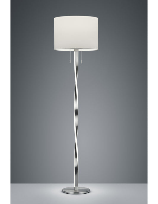 Lampadaire moderne Nandor Nickel avec abat-jour et cadre d'éclairage trio LED