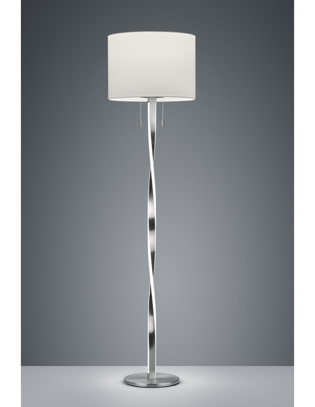 Lampadaire moderne Nandor Nickel avec abat-jour et cadre d'éclairage trio LED