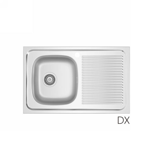 Évier à poser en acier inoxydable mod. LA02 80x50 cm avec égouttoir à droite