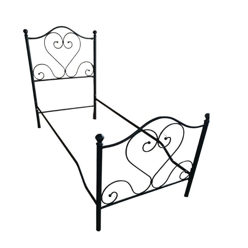 Letto singolo in ferro battuto con pediera Nero Oro PAPAVERO 90x201x h126 cm EFFEZ