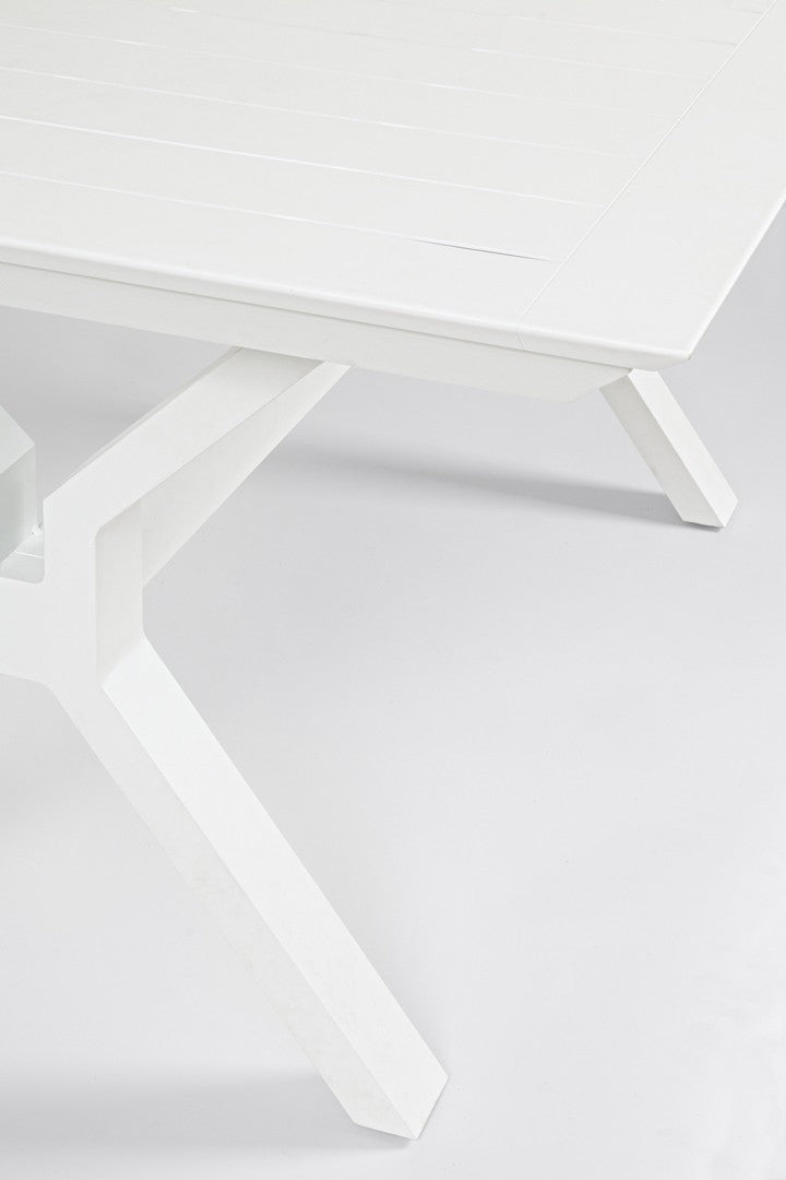 Table de jardin extensible Kenyon blanche 180-240 x 100 cm