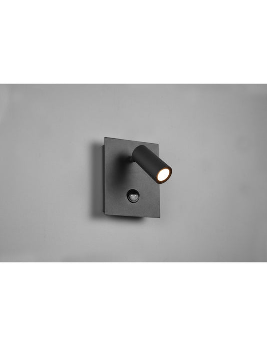 Applique orientable Tunga Spot LED Anthracite IP54 avec capteur d'éclairage Trio