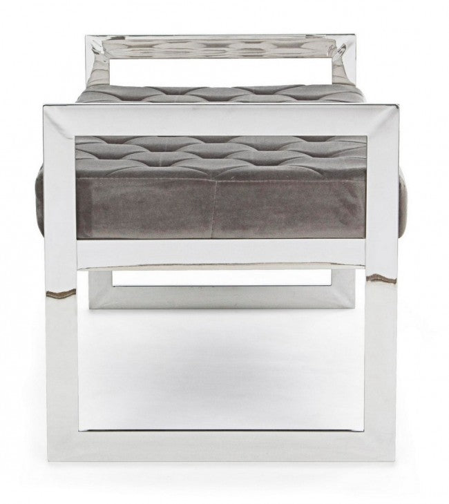 Banquette Sveva en velours gris 97 x 44 cm