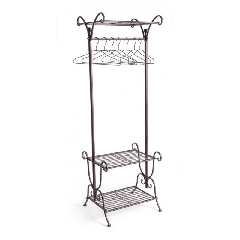 Porte manteau en acier marron trois étagères Marron MELANIE 55x46x h170 cm