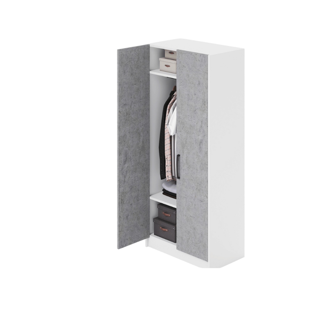 Armoire 2 portes sans tiroirs, Coloris Boue, H210x91x52cm