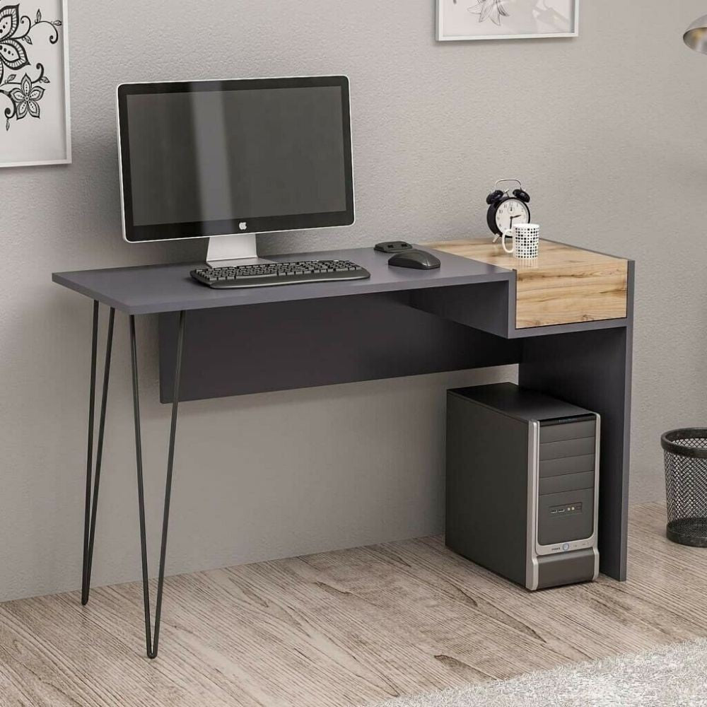 Bureau Candy noyer anthracite ports usb 121x45