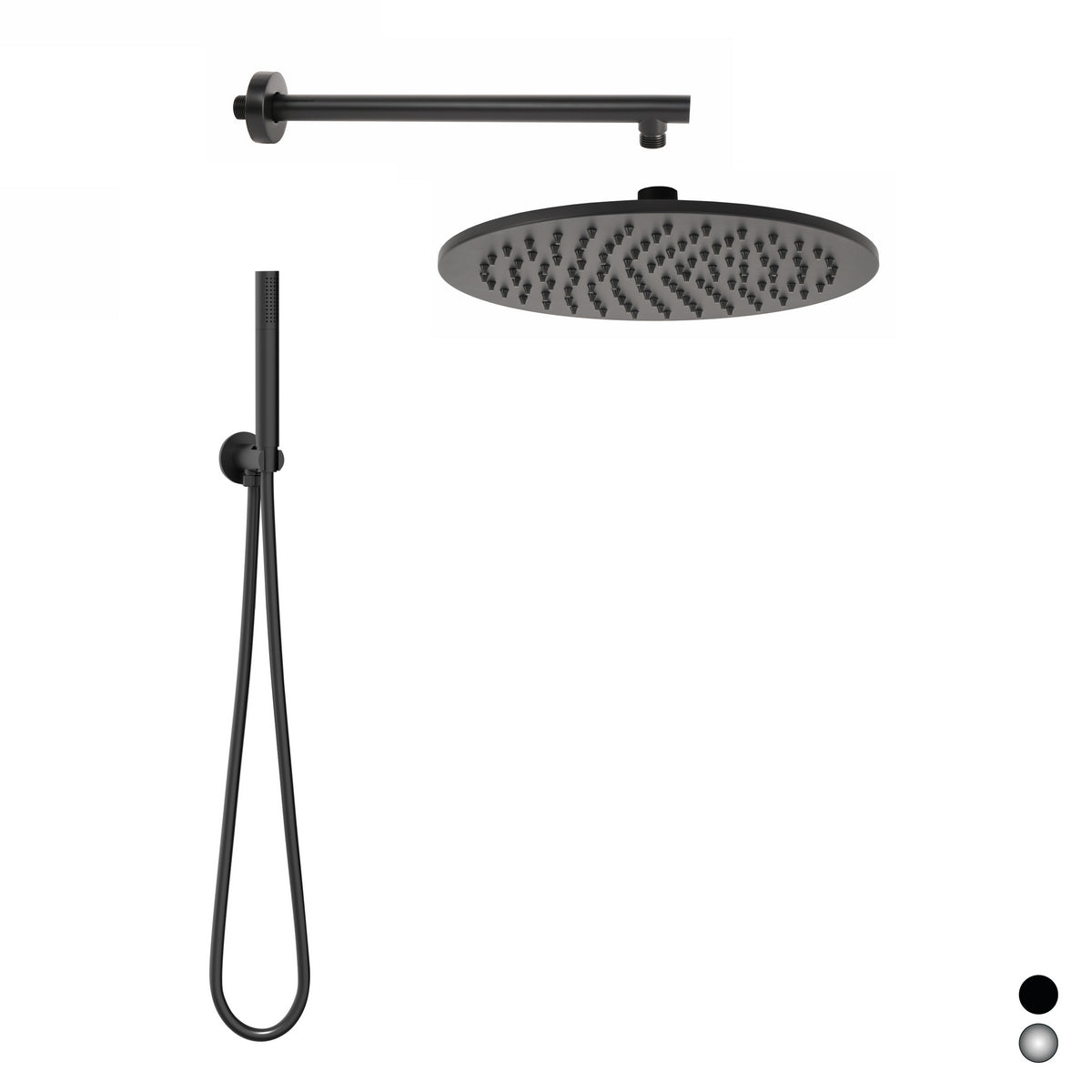 Pommeau de douche rond noir mat Seven
