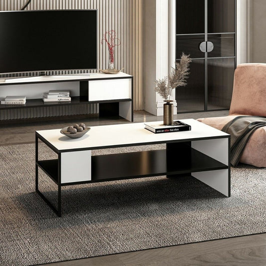 Table basse rectangulaire noire et blanche Concord
