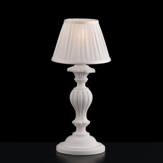 Lampe de chevet Shabby blanc en bois et pâte de bois 1 lumière