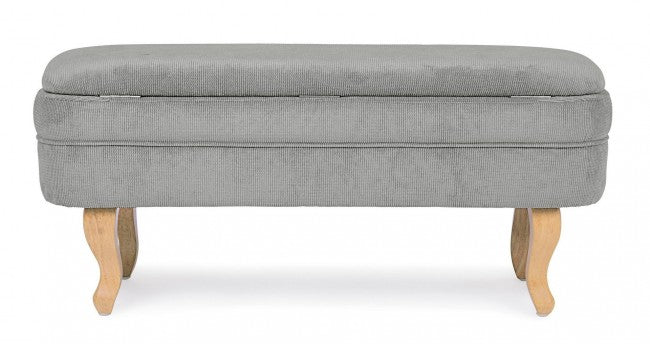 Banc de rangement vintage Chenille en velours gris clair 102x41x49h cm