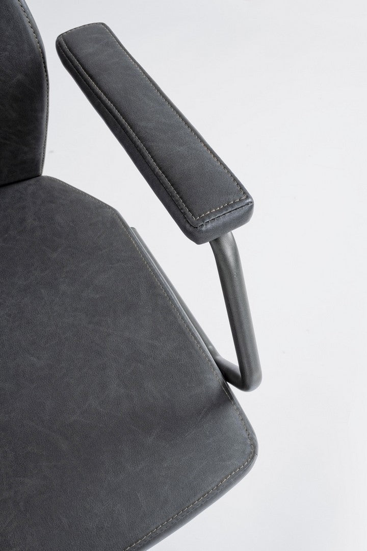 Fauteuil de bureau à dossier haut en simili cuir noir Jamie