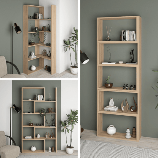 Bibliothèque d'angle extensible Wish en chêne 200h