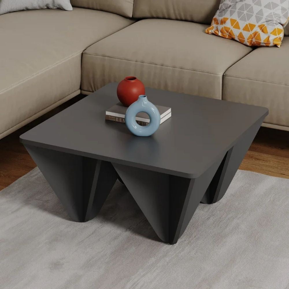 Table design carrée diamant pour salon anthracite