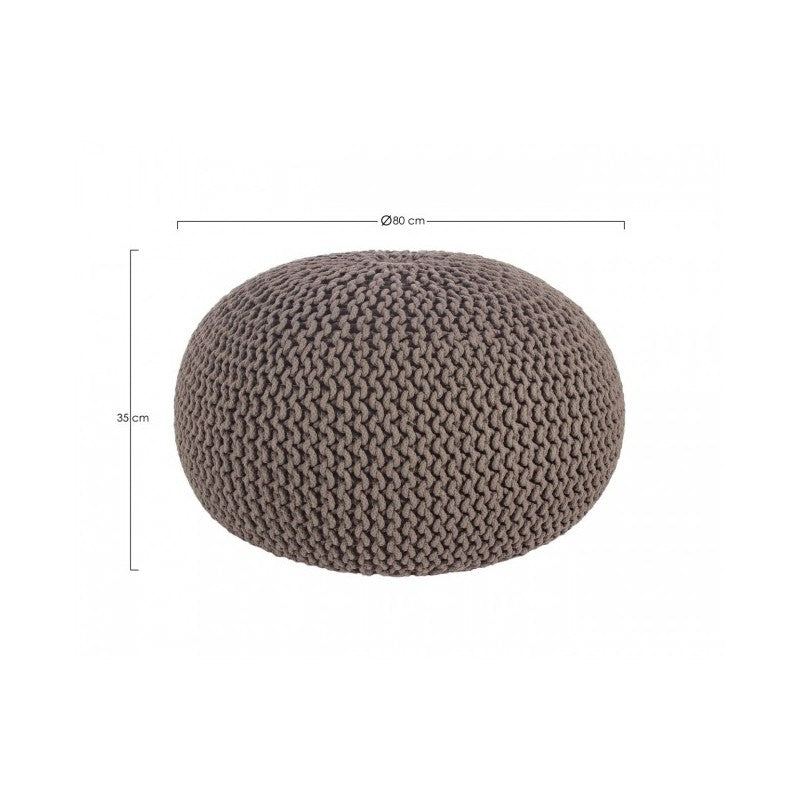 Pouf tressé bizzotto gris foncé 80 cm