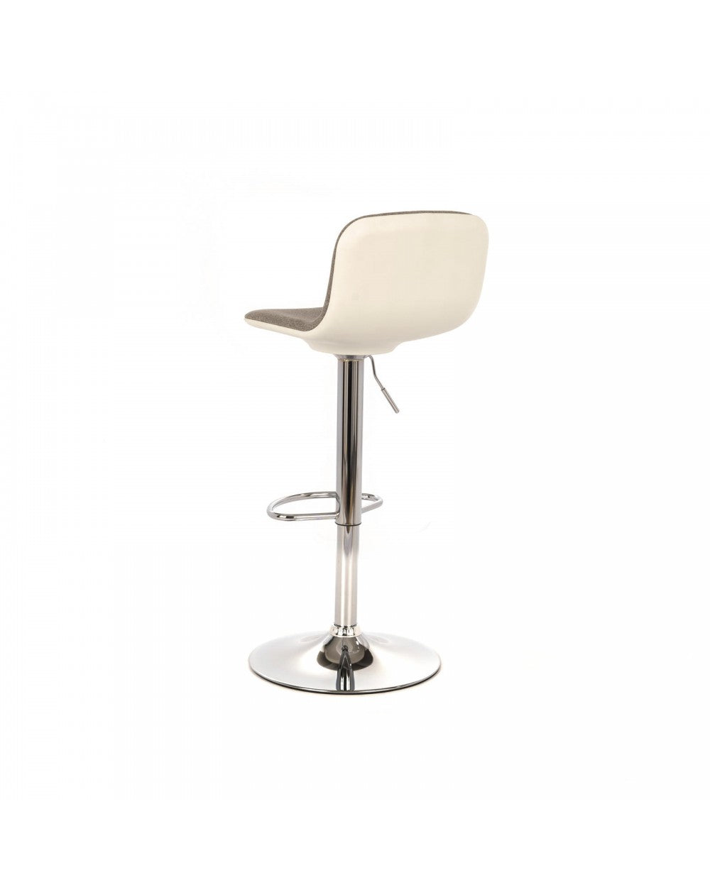 2x Tabouret en tissu gris clair-gris clair-blanc-gris chrome 38,5 cm x 36 cm H. 88-102 cm