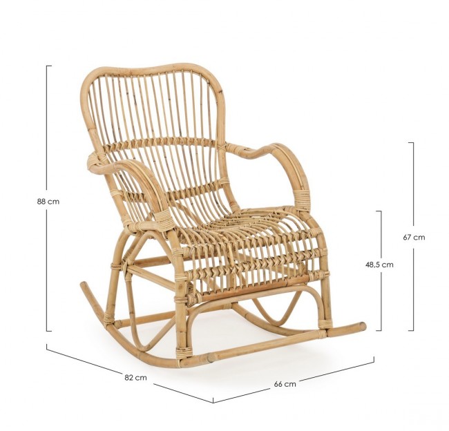 Fauteuil à bascule en rotin naturel CASIMIRA 66x82x h88 cm