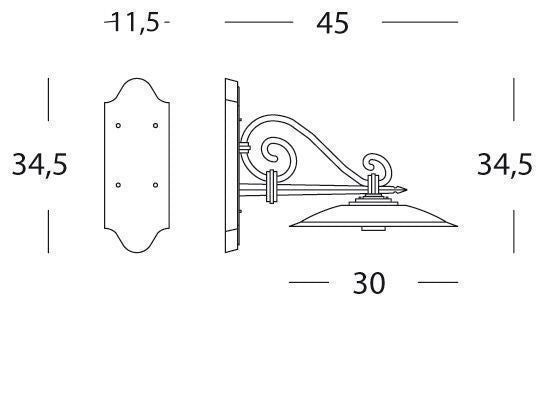 Applique à fond moyen en ligne graphite antique