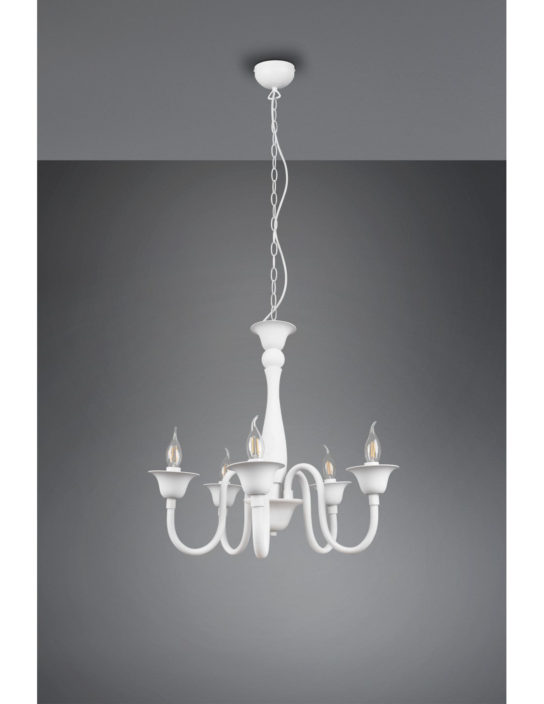 Lustre Blanc 5 Lumières Avec Chaîne Elsa Trio Lighting