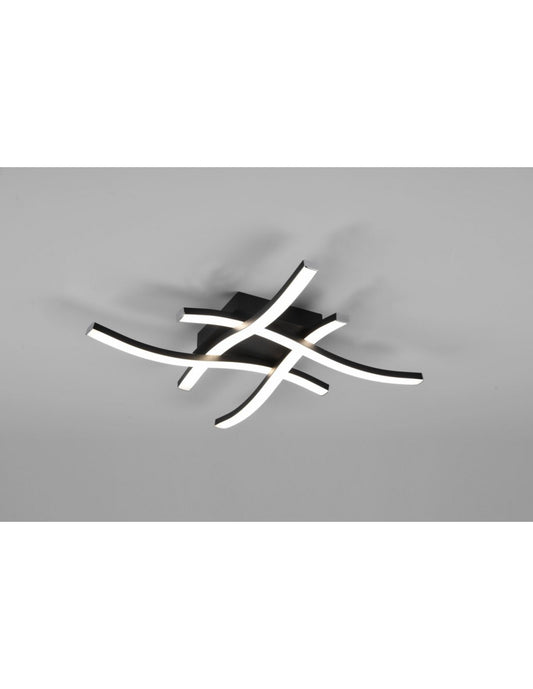 Plafonnier Moderne Route Noir 4 Tiges LED 4000k Trio Lighting