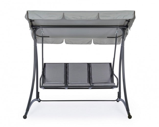 Balançoire trois places en acier Anthracite GRELY 190x120x h185 cm