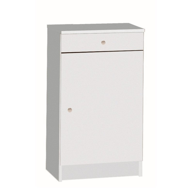 Armoire basse polyvalente avec une porte et un tiroir Blanc 46x34x h80 cm