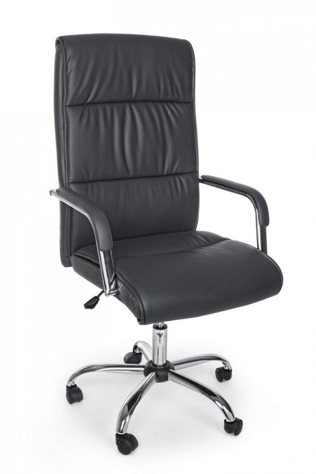 Fauteuil de bureau Queensland avec accoudoirs en éco-cuir gris foncé