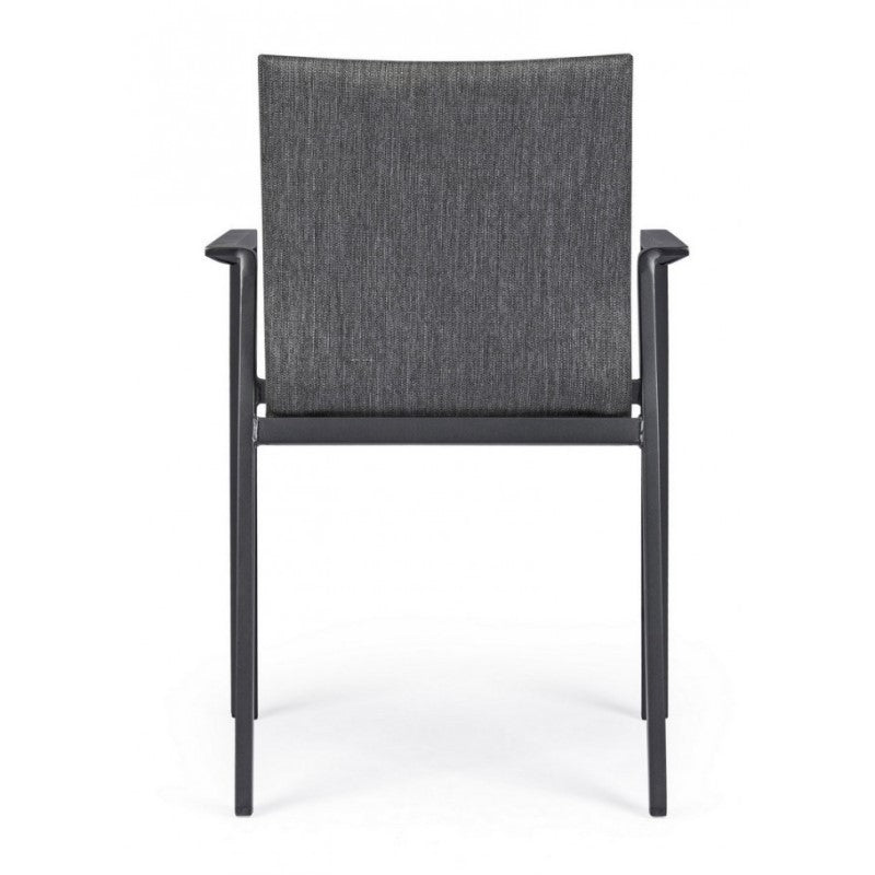 Chaise de jardin anthracite avec accoudoirs Bizzotto