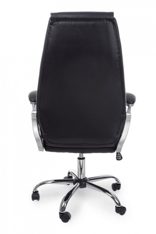 Fauteuil de bureau de direction en éco-cuir noir Camberra avec accoudoirs