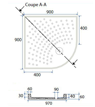 Receveur de douche d'angle H6 en céramique Dianhydro