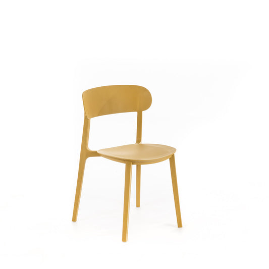 2x Chaise en polypropylène moutarde 48x52x77,5h cm