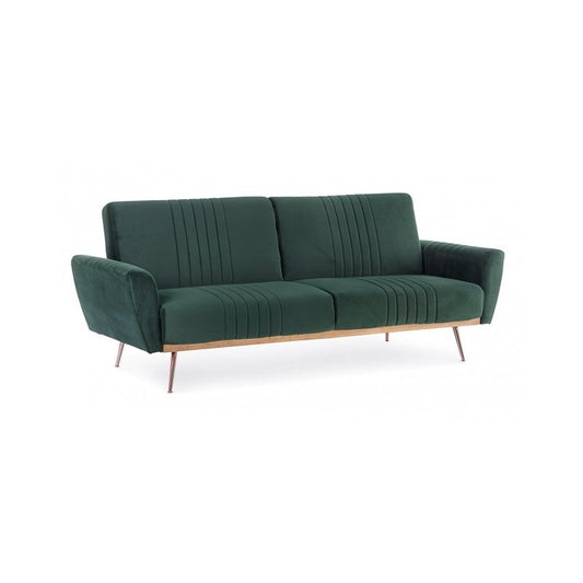 Canapé lit trois places en velours Vert Foncé JOHNNY 210x83x h85 cm