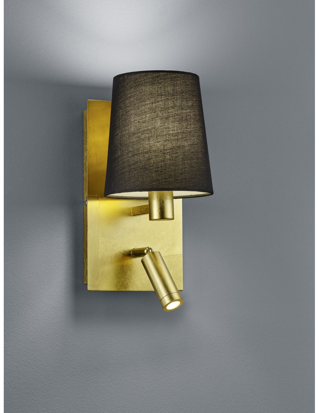 Applique dorée moderne avec abat-jour noir et spot LED Marriot Trio