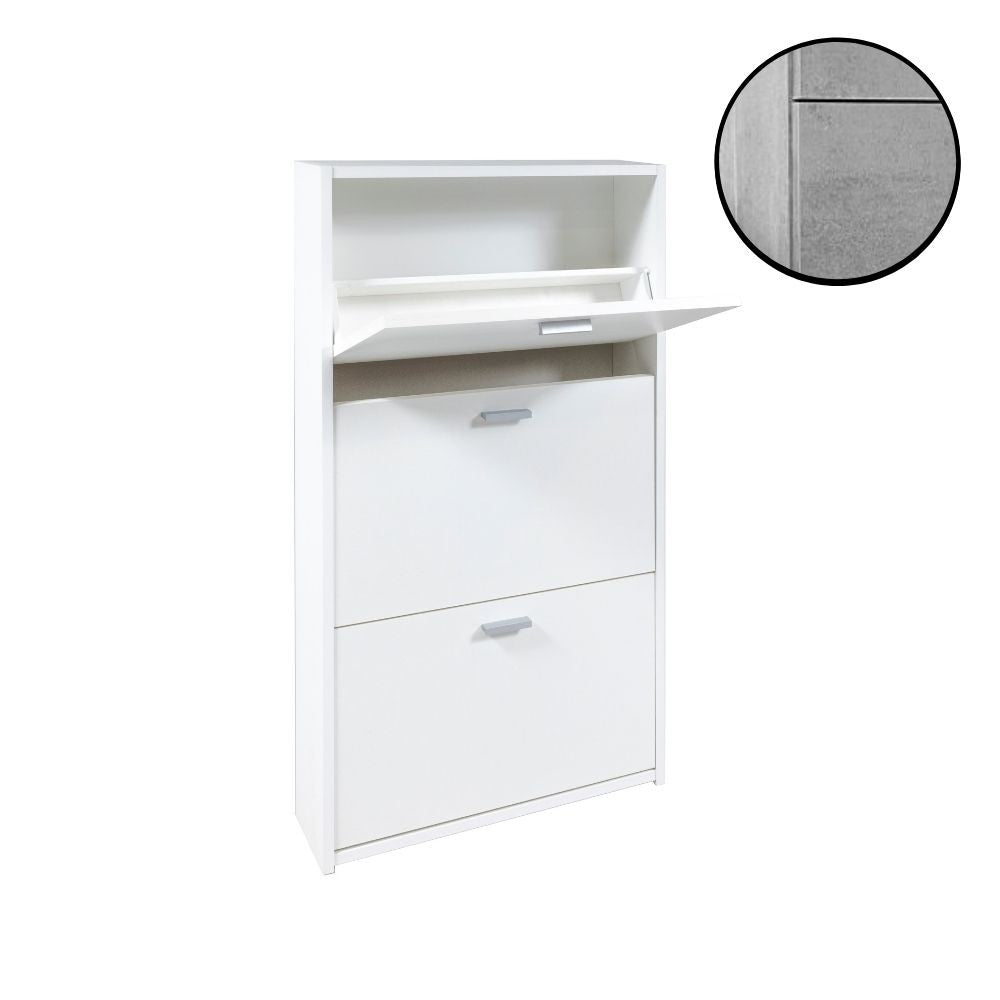 Étagère à chaussures slim avec 3 portes en béton 63x16,5x111