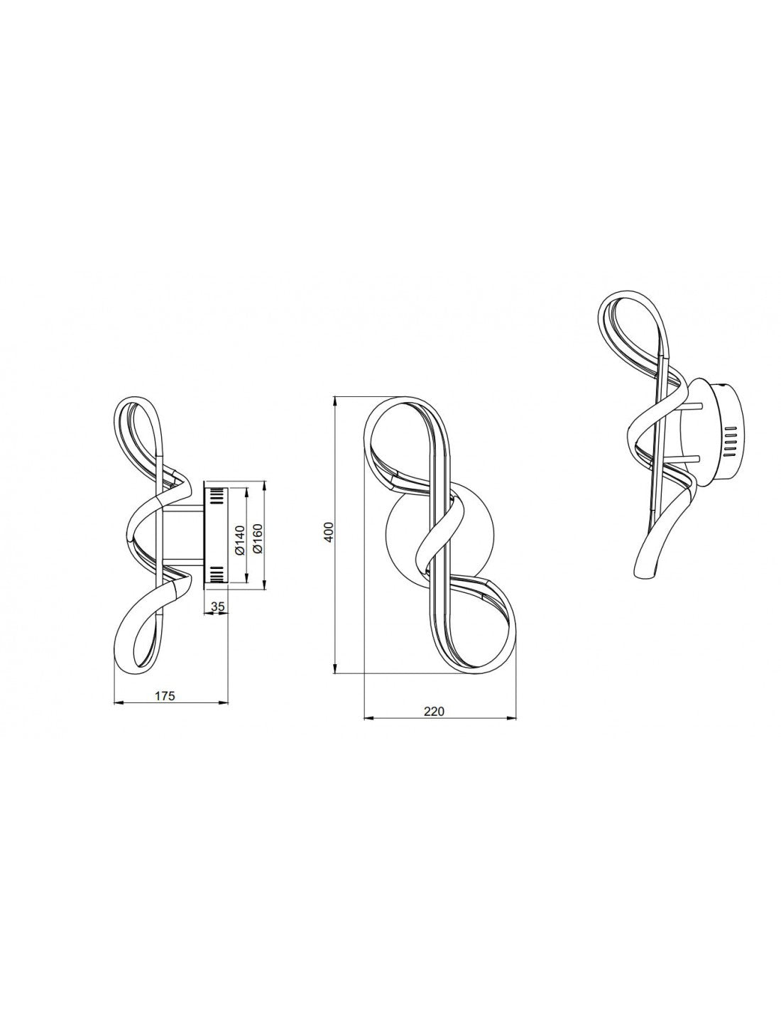 Applique Perugia Design Bow Chrome Led Variateur 4000k Trio Lighting
