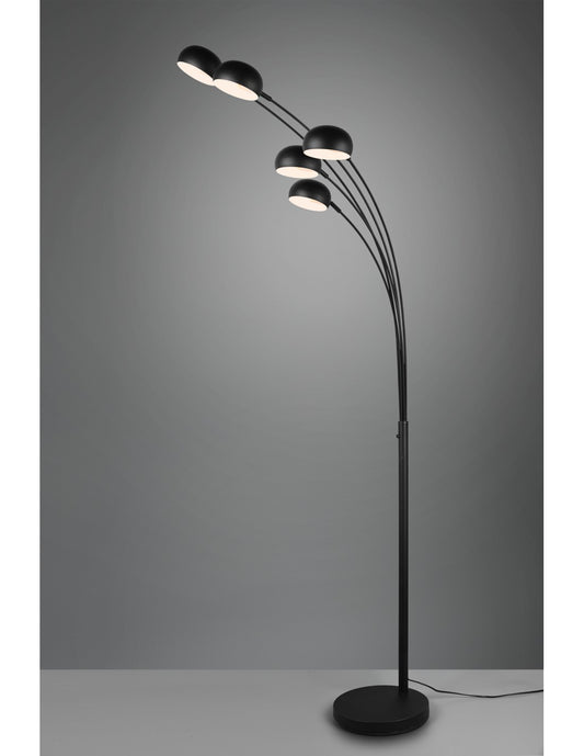 Lampadaire en métal noir avec bras arqués Finger 5xE14 Trio Lighting