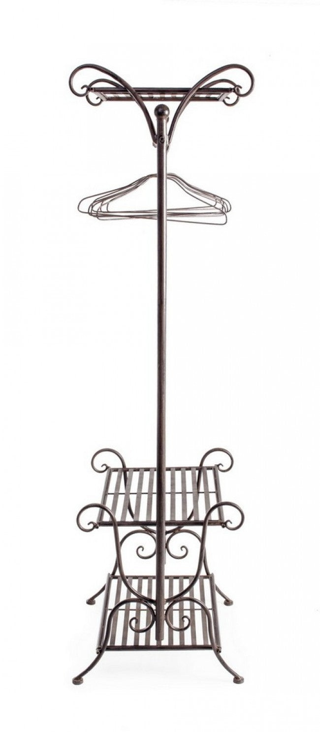 Porte manteau en acier marron trois étagères Marron MELANIE 55x46x h170 cm
