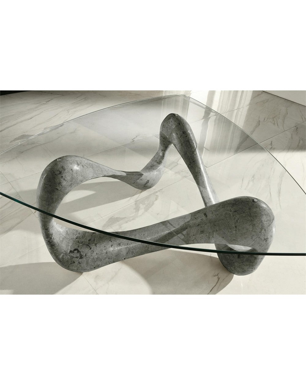 Table basse gris transparent 100 cm x 100 cm H. 42,5 cm
